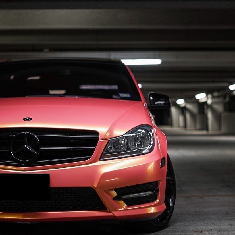 Оклейка пленкой Mercedes цвет candy metallic RB08 Coral Peach 1