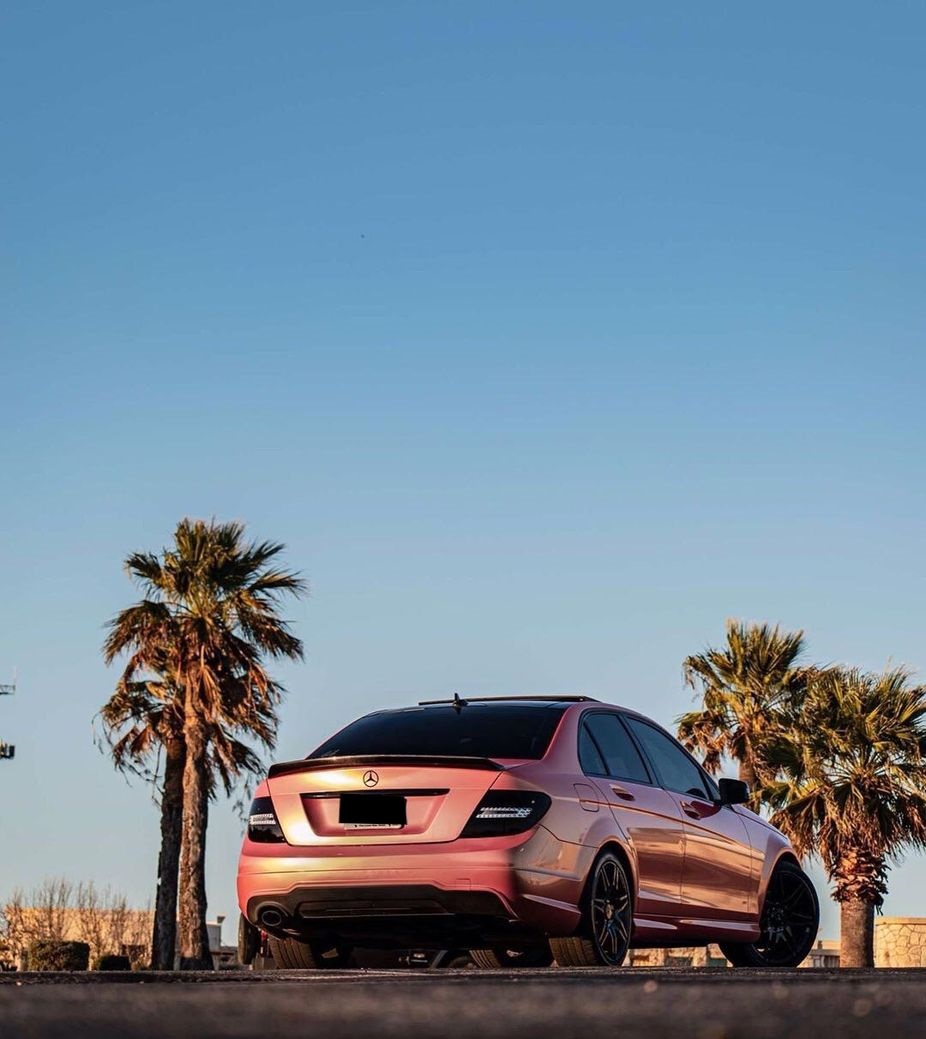 Оклейка пленкой Mercedes цвет candy metallic RB08 Coral Peach 1